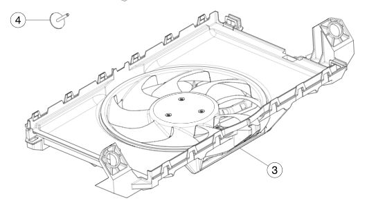 Catalog reference illustration: Electric cooling fan assembly — OE 1494179-00-A
