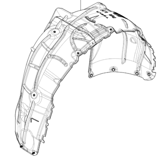 Catalog reference illustration: Rear wheel arch liner — left — OE 1492615-00-A