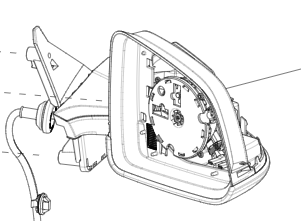 Catalog reference illustration: Side mirror — right — OE 1495588-00-C