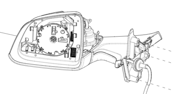 Catalog reference illustration: Side mirror — left — OE 1495587-00-C