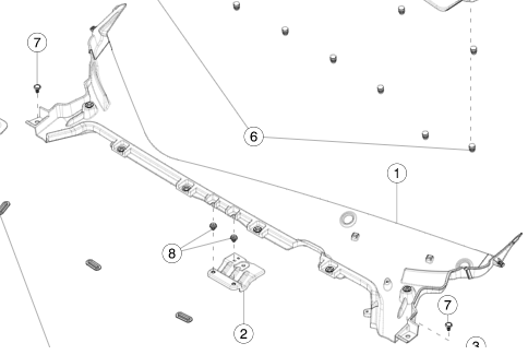 Catalog reference illustration: Lower cowl panel — OE 1492603-00-B