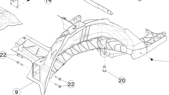 Catalog reference illustration: Rear wheelhouse structure — right — OE 1487466-S0-A