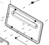 Catalog reference illustration: Rear license plate bracket — US — OE 1096844-00-B